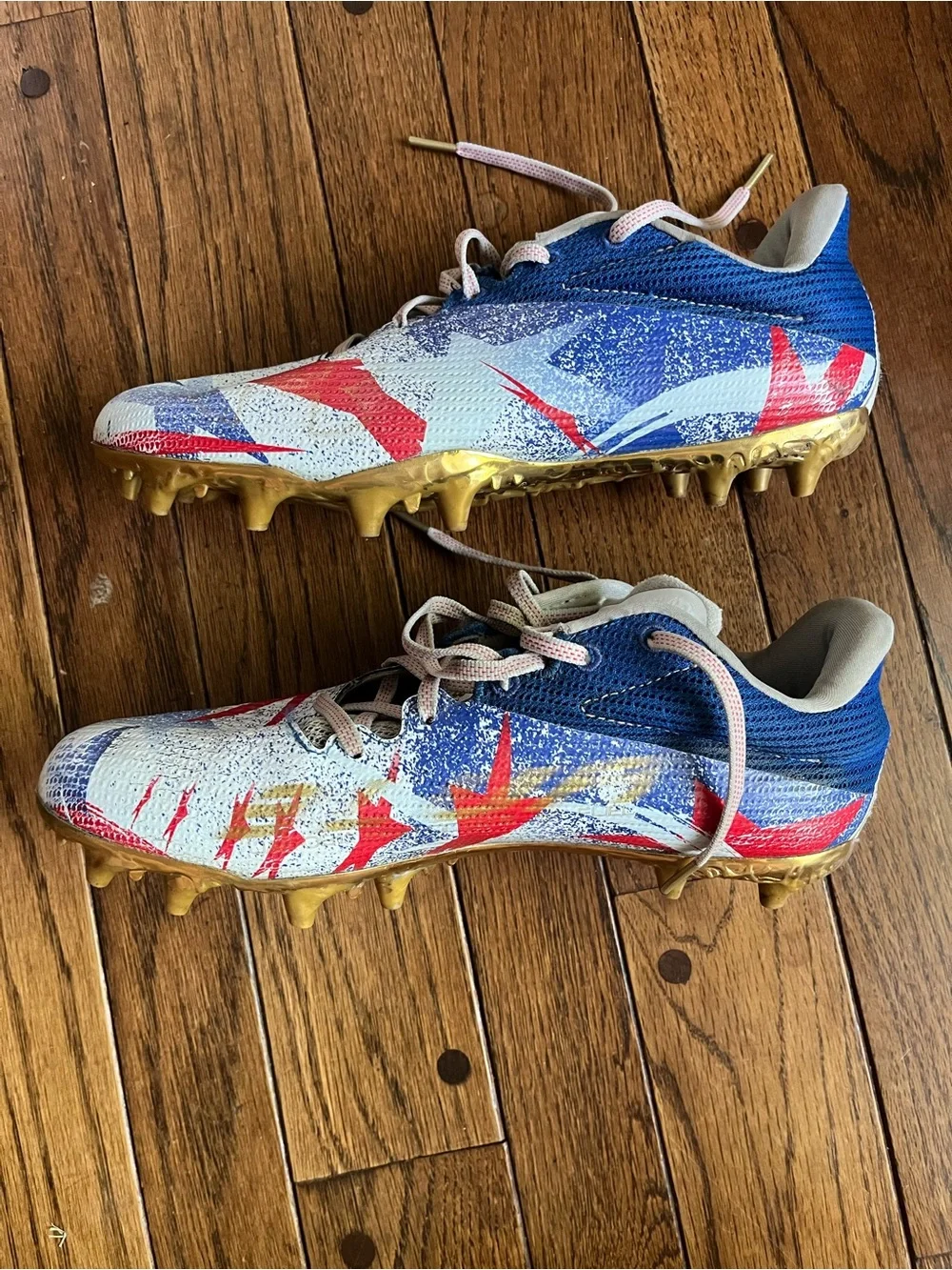 Under Armour Men’s Blur LE MC USA Red, Blue & White Football Cleats Size 9.5